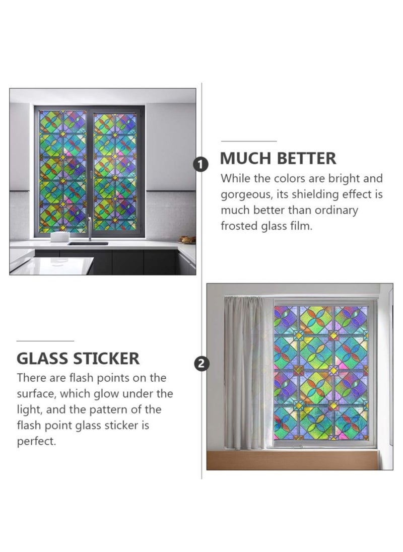 Glass Film for Windows Privacy 3D Colourful Window Privacy Film Stained Glass Diamonds for Home Kitchen Office Bedroom Living Room Bathroom(45*100cm)