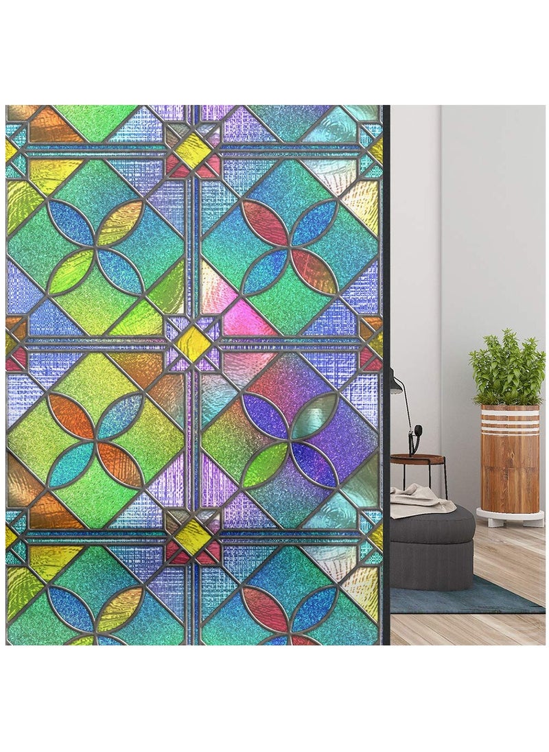Glass Film for Windows Privacy 3D Colourful Window Privacy Film Stained Glass Diamonds for Home Kitchen Office Bedroom Living Room Bathroom(45*100cm)