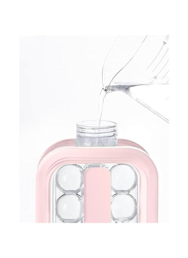 HOOKOR Ice Cube Tray, Portable Ice Cube Mold Flask, Sphere Ice Ball Maker With Lid Makes 17 Round Ice Cubes Mold, Reusable Silicone Ice Cube Mold For Freezer Coffee, Tea, Cola, Juice，No BPA (Pink)  - Image 2