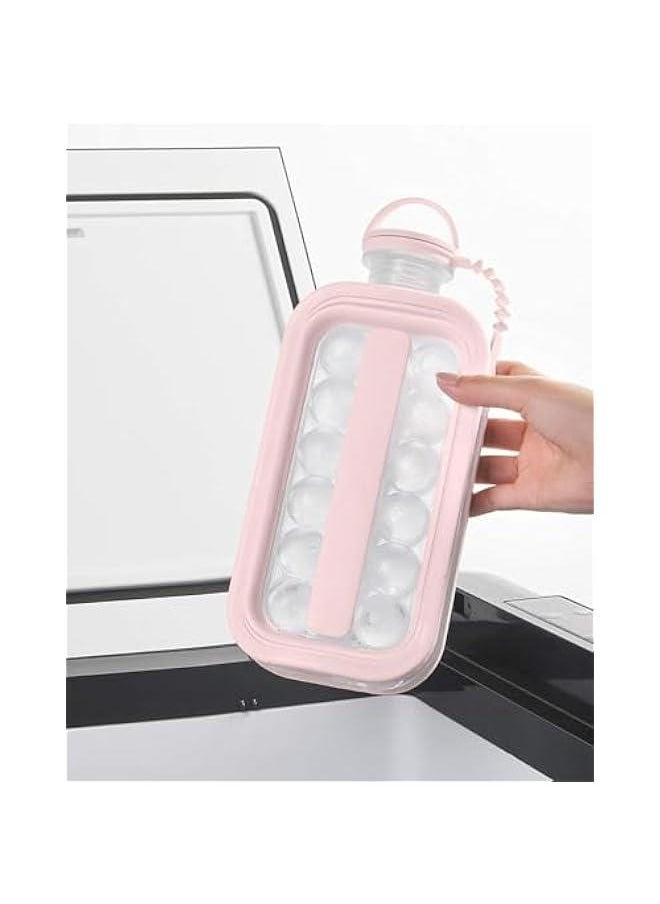 HOOKOR Ice Cube Tray, Portable Ice Cube Mold Flask, Sphere Ice Ball Maker With Lid Makes 17 Round Ice Cubes Mold, Reusable Silicone Ice Cube Mold For Freezer Coffee, Tea, Cola, Juice，No BPA (Pink)  - Image 4