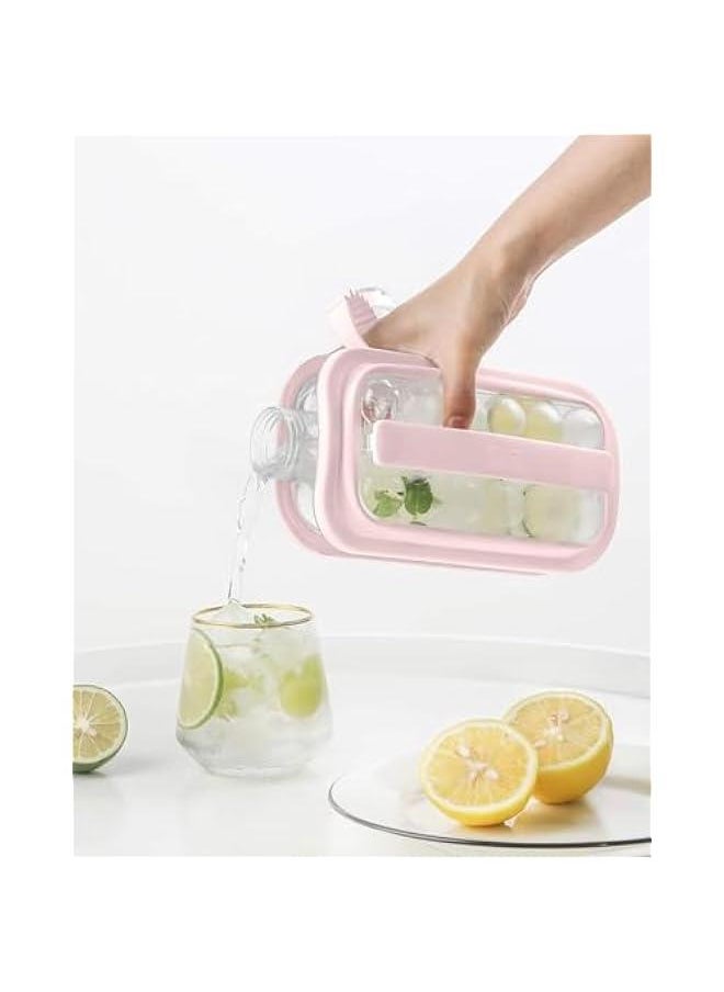 Ice Cube Tray, Portable Ice Cube Mold Flask, Sphere Ice Ball Maker With Lid Makes 17 Round Ice Cubes Mold, Reusable Silicone Ice Cube Mold For Freezer Coffee, Tea, Cola, Juice，No BPA (Pink)