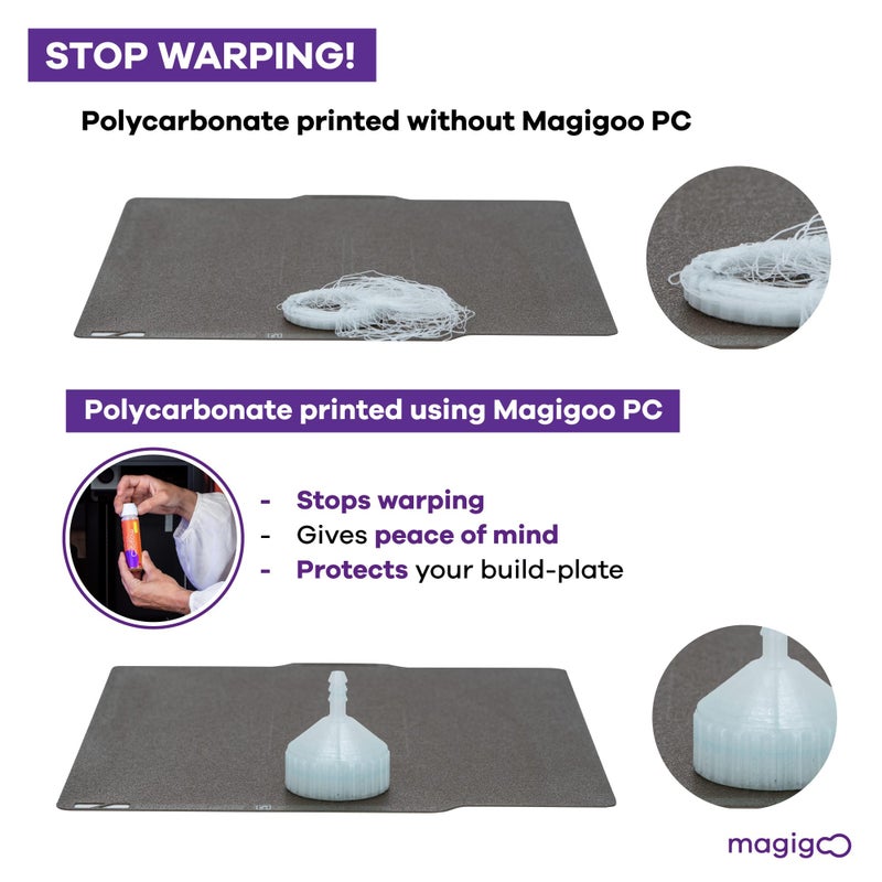 Magigoo - MPC2018 3D Printer Adhesive Glue for Polycarbonate Filament - Long-Lasting and Reduces Warping on Flex Plate, Glass, PEI, Buildtak, Kapton - 3D Printing Accessories, Tools or Supplies (50ml) - Image 4