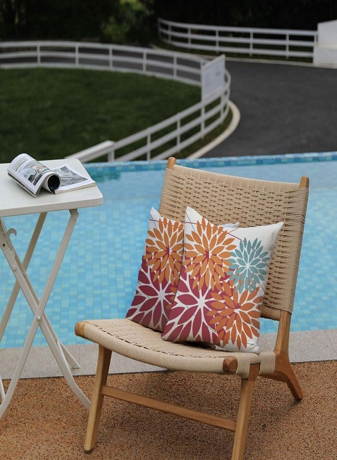 DFXSZ Outdoor Throw Pillow Covers 18x18 Inch Set of 2 Waterproof Spring Summer Geometric Elegant Burnt Orange Dahlia Outdoor Pillow Covers for Patio Funiture Garden Couch - Image 3