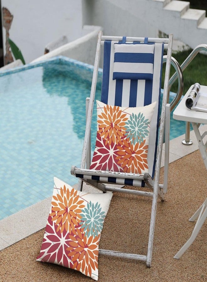 DFXSZ Outdoor Throw Pillow Covers 18x18 Inch Set of 2 Waterproof Spring Summer Geometric Elegant Burnt Orange Dahlia Outdoor Pillow Covers for Patio Funiture Garden Couch - Image 4