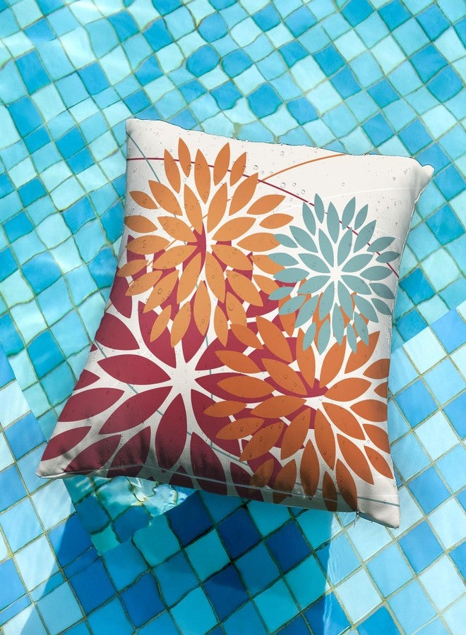 DFXSZ Outdoor Throw Pillow Covers 18x18 Inch Set of 2 Waterproof Spring Summer Geometric Elegant Burnt Orange Dahlia Outdoor Pillow Covers for Patio Funiture Garden Couch - Image 2