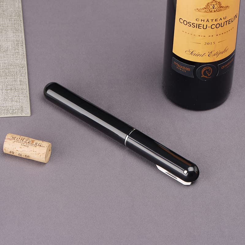 IPEROT Wine Bottle Opener, IPEROT Air Pressure Wine Corkscrew With Cutting Wine Bottle Foil Knife, Effortlessly Open Wine Bottles Without Damaging Corks, Easy-to-Use(Black) - Image 2