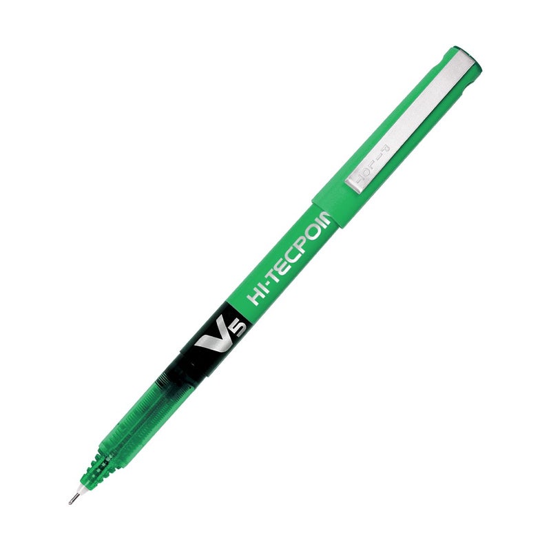 PILOT Hi-Tecpoint V5 Pen, Green- Pack of 12 - Image 1