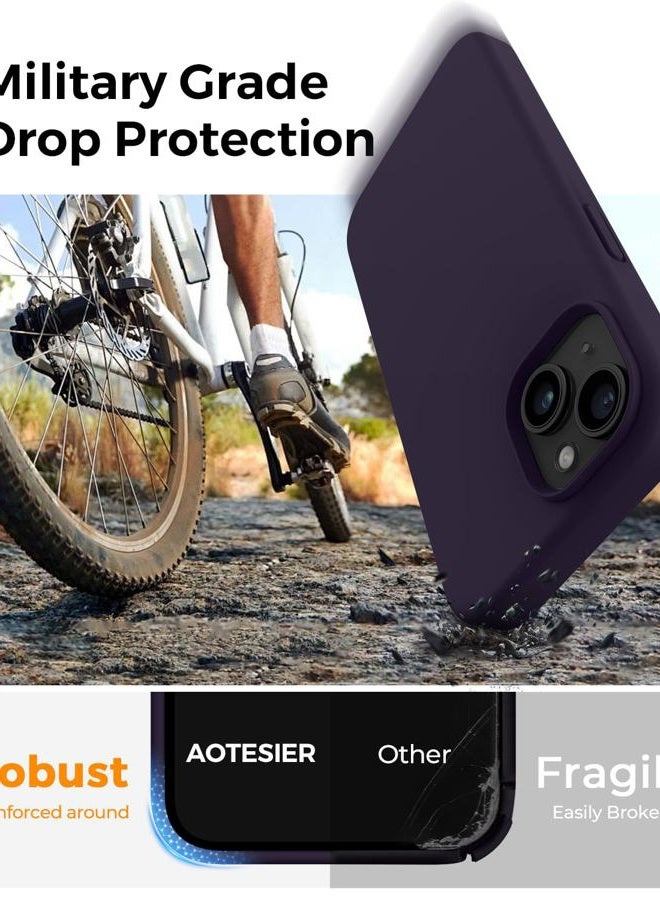 AOTESIER Compatible with iPhone 14 Case, Full Body Food-Grade Silicone Wear-Resistant, Anti-Drop Protection with Soft Anti-Scratch Microfiber Lining Phone Case for iPhone 14, 6.1 inch, Elderberry - Image 3