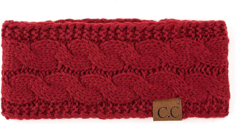 Cc Winter Fuzzy Fleece Lined Thick Knitted Diagonal Stripes Criss-Cross Pattern Headband Headwrap (HW-2060) - Image 2