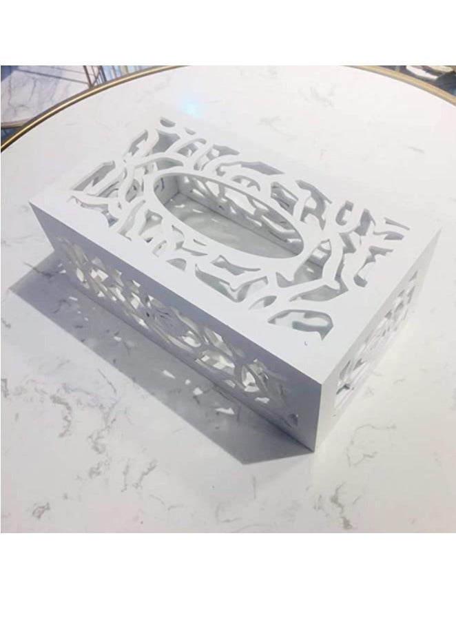 حامل علبة مناديل من خشب إم دي إف الفاخر - موزع مناديل مزخرف حديث للمنزل والمكتب والسيارة والفندق والمطاعم - يناسب صناديق المناديل المربعة القياسية والمناديل السائبة - Image 1