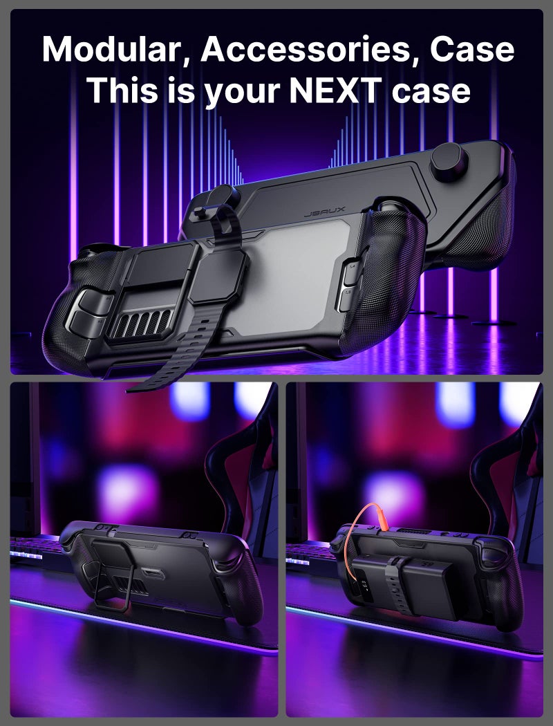 JSAUX PC0104 ModCase Compatible with Steam Deck, Steam Deck Case Comprehensive Protection Include Detachable Front Shell, Body Protective Shell, Metal Bracket and Strap - Basic Set - Image 2