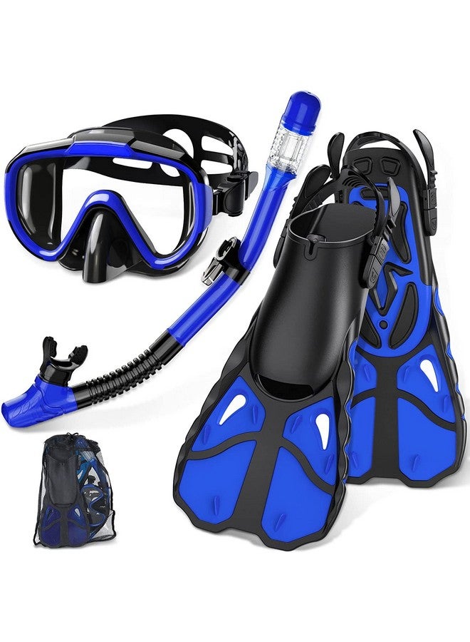VBM Mask Fin Snorkel Set with Adult Snorkeling Gear, Panoramic View Diving Mask, Trek Fin, Dry Top Snorkel +Travel Bags, Snorkel for Lap Swimming - Image 1