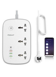 WiFi Smart Power Strip Extension with 4 USB Ports and 3 Universal Outlets Control from Mobile phone and Voice Control