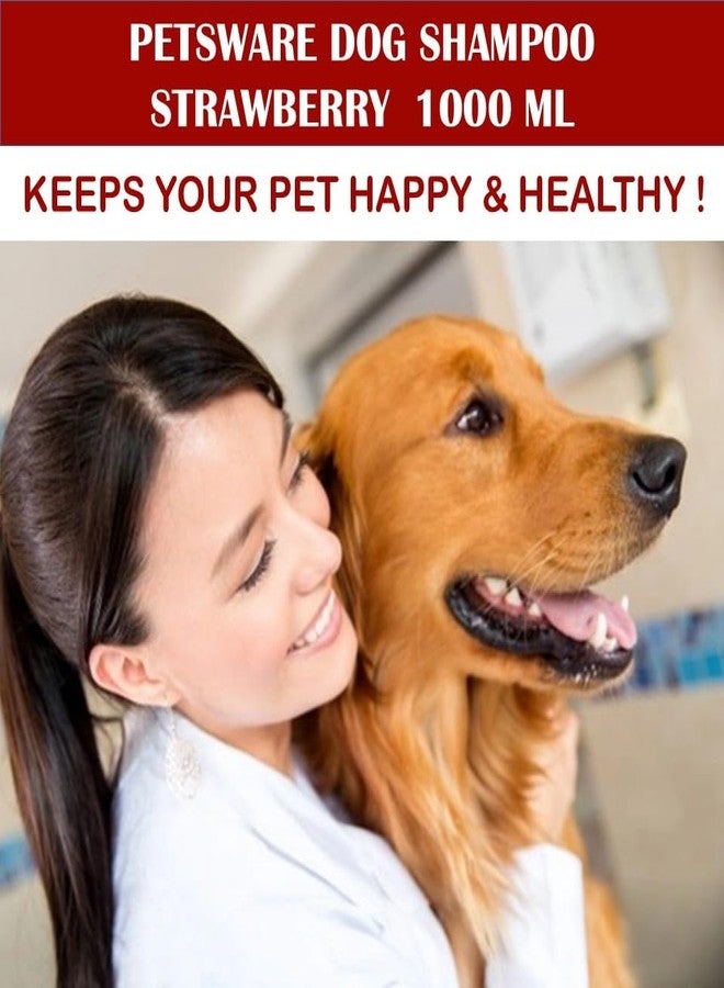 PETSWARE شامبو بيتسوير العشبي للكلاب، مضاد للفطريات، لمكافحة القراد والبراغيث، متوازن الحموضة، 1000 مل (فراولة) - Image 5