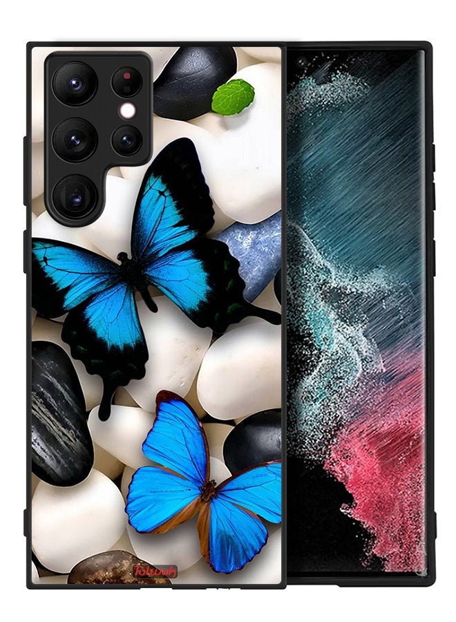 Tolwak Samsung Galaxy S22 Ultra 5G Protective Case Cover Butterflies On Stones - Image 2