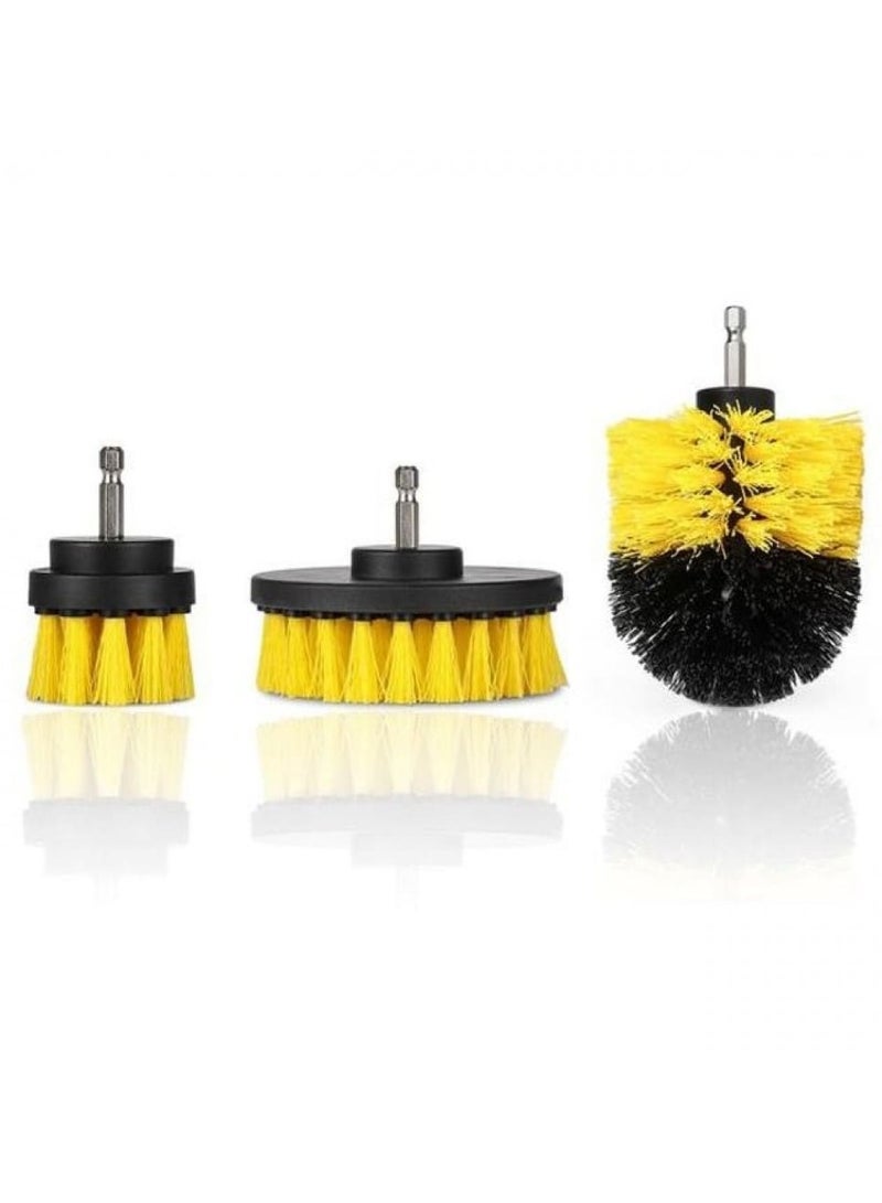 جي اس ايه فرشاة تنظيف سيارة عملية من 3 قطع، فرشاة تنظيف سيارة، فرشاة حفر بمثقاب، منظف احواض، مجموعة فرش سيارات - Image 1