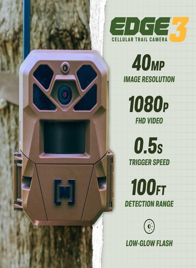 Moultrie Edge 3 Cellular Trail Camera - 40MP HD Photo Capture - 1080p Low-Glow Flash - GPS - Multi-Carrier Auto-Connect - Built-in Memory - 0.5s Trigger Speed - AI Buck Detection - Image 2