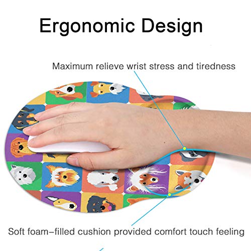 Britimes Ergonomic Mouse Pad with Wrist Support Cute Dogs Non-Slip Rubber Base Mousepad for Home Office Gaming Working Computers Laptop Easy Typing & Pain Relief - Image 4