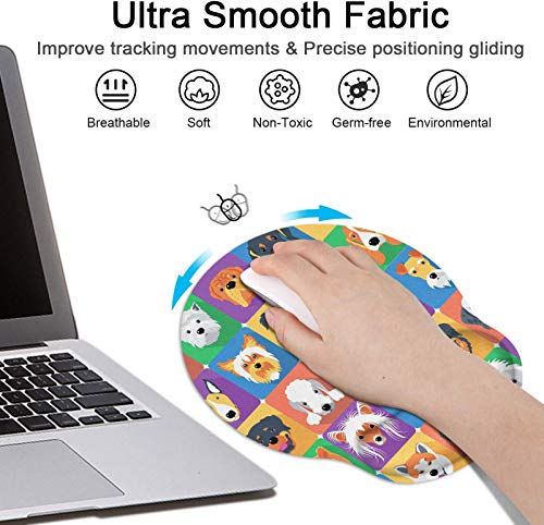 Britimes Ergonomic Mouse Pad with Wrist Support Cute Dogs Non-Slip Rubber Base Mousepad for Home Office Gaming Working Computers Laptop Easy Typing & Pain Relief - Image 3