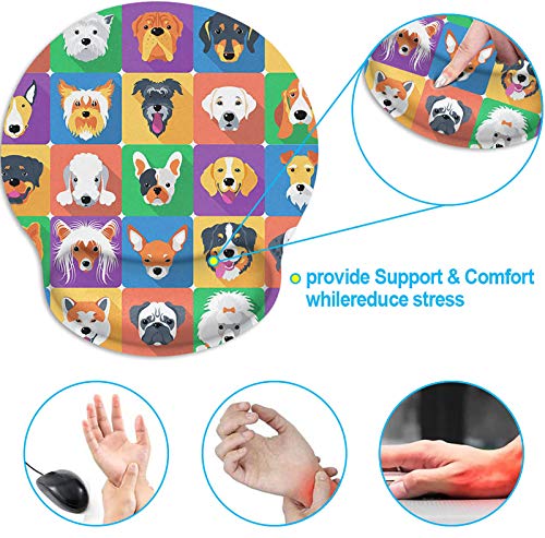 Britimes Ergonomic Mouse Pad with Wrist Support Cute Dogs Non-Slip Rubber Base Mousepad for Home Office Gaming Working Computers Laptop Easy Typing & Pain Relief - Image 5