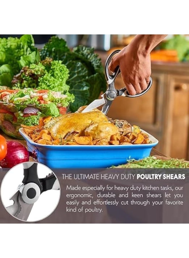 مقص مطبخ احترافي متعدد الوظائف مصنوع من الفولاذ المقاوم للصدأ، مزود بكسارة جوز وفتاحة زجاجات، مناسب لتقطيع اللحوم والأسماك والأعشاب وتغليفها وتحضير الطعام. - Image 4