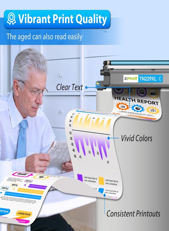 ZIPRINT TN229XL TN229 Toner 4 Pack Compatible Replacement for Brother TN229 TN 229 Toner Cartridges for Brother MFC-L3780CDW HL-L3280CDW MFC-L3720CDW HL-L3220CDW HL-L3300CDW HL-L3295CDW Printer - Image 4