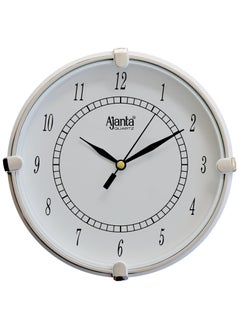 Ajanta Ajanta Plastic Step Movement Round Wall Clock (White, 25.7 x 25.7 x 3.6 cm) 