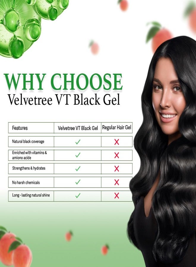 Velvetree Natural Black Hair Gel Dye - No Ammonia, Fruit Vinegar Formula | Instant Hair Color for Men & Women | Covers White Hair Naturally | Long-Lasting Shine (500ml x 2) (Black Hair Gel 1) - Image 5