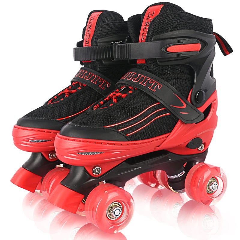 LEJIJIT Adjustable Roller Skates for Boys Girls Toddler Ages 312 4 Sizes for Kids and Youth Adult with Light Up Wheels Black Red Roller Skates for Sports Toddler 7C10C