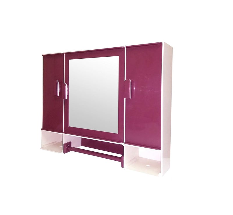 WINACO WINACO Plastic Monalisa Off White Burgundy 3 Mm Thickness 18 X 4 X 14 Inch Three Door Bathroom Cabinet  - Image 1