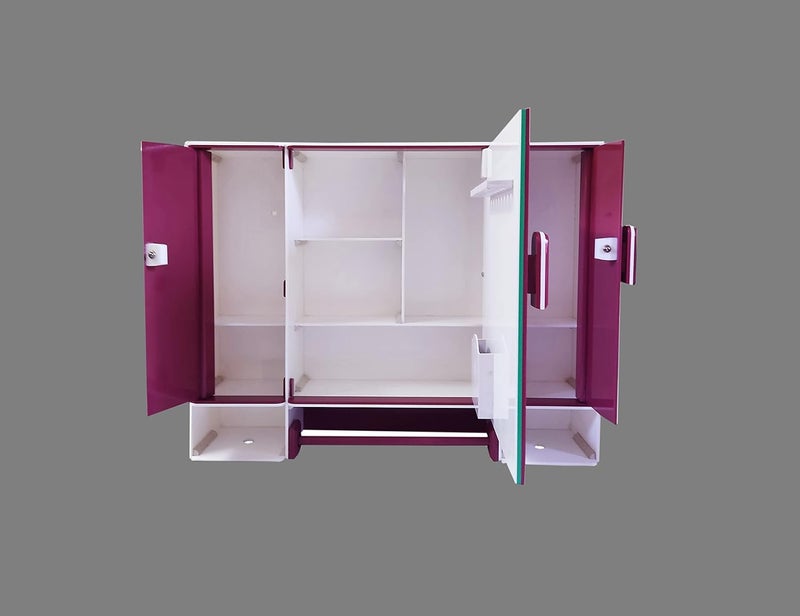 WINACO WINACO Plastic Monalisa Off White Burgundy 3 Mm Thickness 18 X 4 X 14 Inch Three Door Bathroom Cabinet  - Image 3