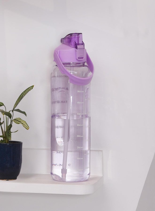 Clazkit 2L Motivational Water Bottle with Time Marker Transparent, Leak-Proof, and Break-Proof Office, School, College,Travel Bottle BPA-Free Sport Bottle Purple| Plastic - Image 1