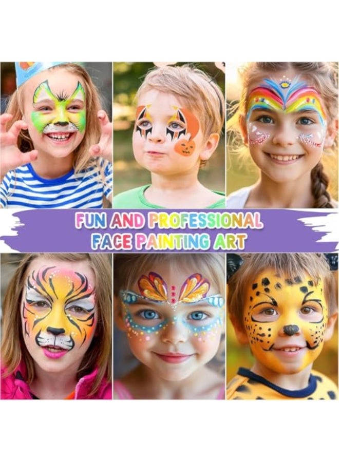 42 Color Face Painting Kit for Party-Non Toxic Water Activated Face Paint Palette With Stencils With Stencils u0026 Brushes-Professional Body Makeup Kit for Parties, Birthdays - Image 2