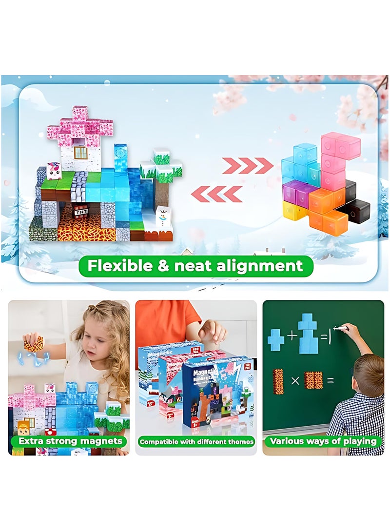 150 PCS Magnetic Blocks-Magnetic Building Blocks Magnetic Cubes Stacking, Build Magnetic Blocks Set, STEM Magnetic Tiles Toys for Kids Boys Girls Ages 3 4 5 6 7 8 9 10, Perfect Sensory Gifts for Kids - Image 5