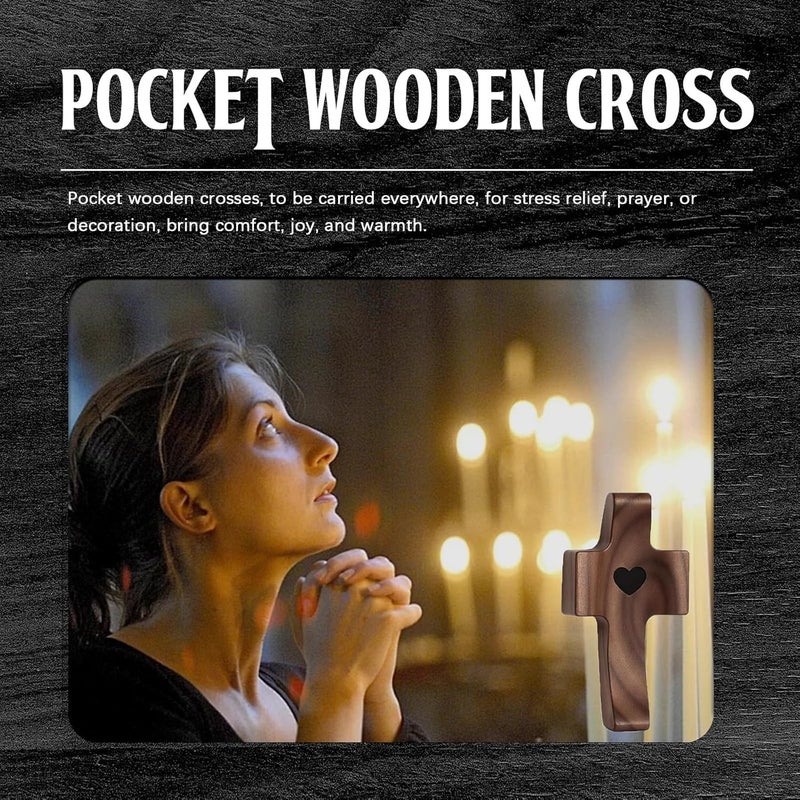 REATIFUL Wooden Cross Fidget,Cross My Heart,Small Wooden Crosses for Pocket Prayers,Prayer Cross for Hand,Pocket Cross Christian Gifts for Women and Fidget Toys for Adults (6PCS) - Image 3