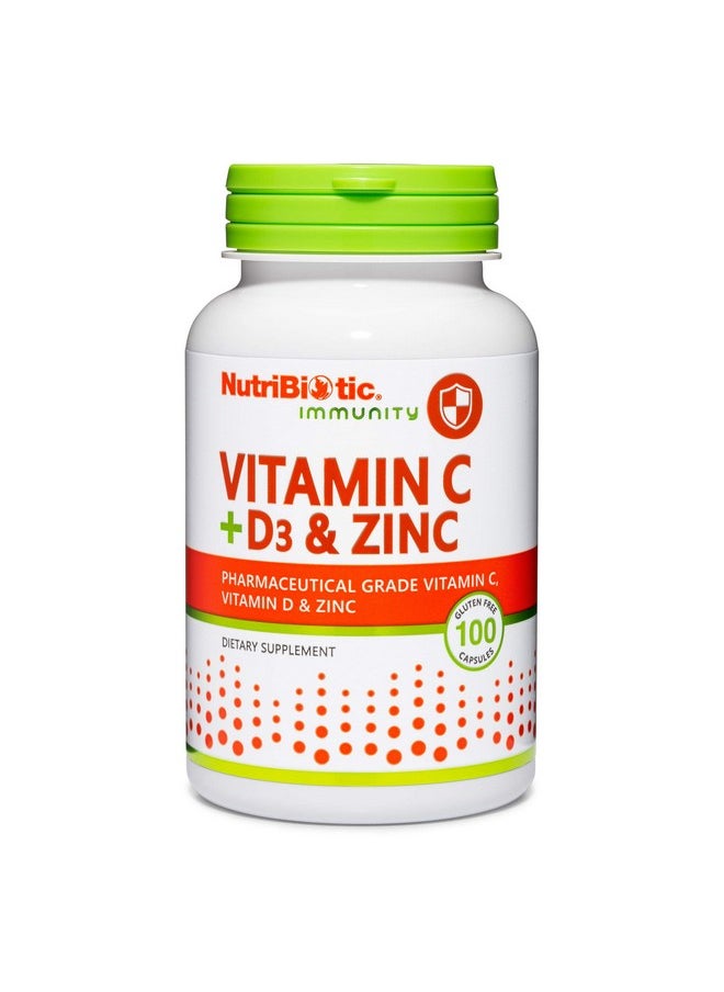 Nutribiotic - فيتامين سي + فيتامين د3 والزنك 100 كبسولة؛ دعم شامل وقوي للمناعة؛ مكمل غذائي يومي أساسي ومضاد للأكسدة؛ خالٍ من الغلوتين والكائنات المعدلة وراثيًا - Image 1