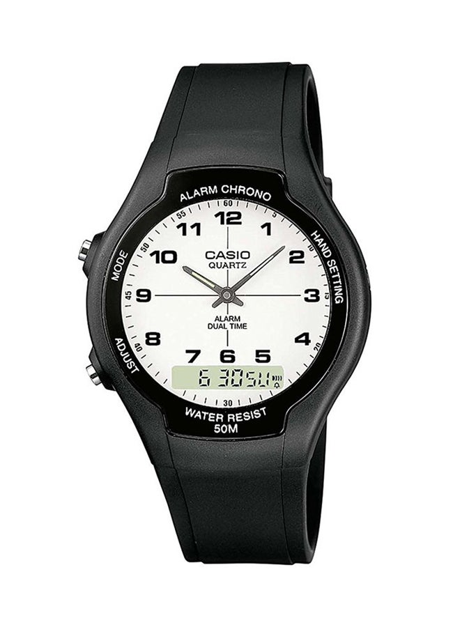 CASIO Men Dual Time Analog & Digital Watch AW-90H-7EVDF - 39 mm - Black - Image 1