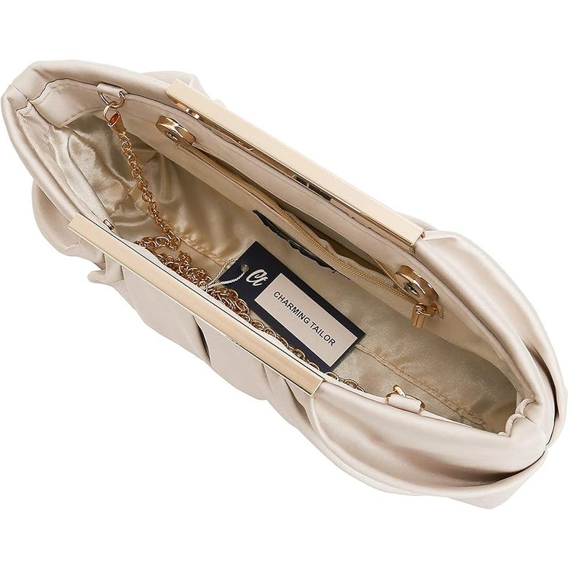 Charming Tailor Clutch Evening Bag Elegant Pleated Satin Formal Handbag Simple Classy Purse for Women - Image 5