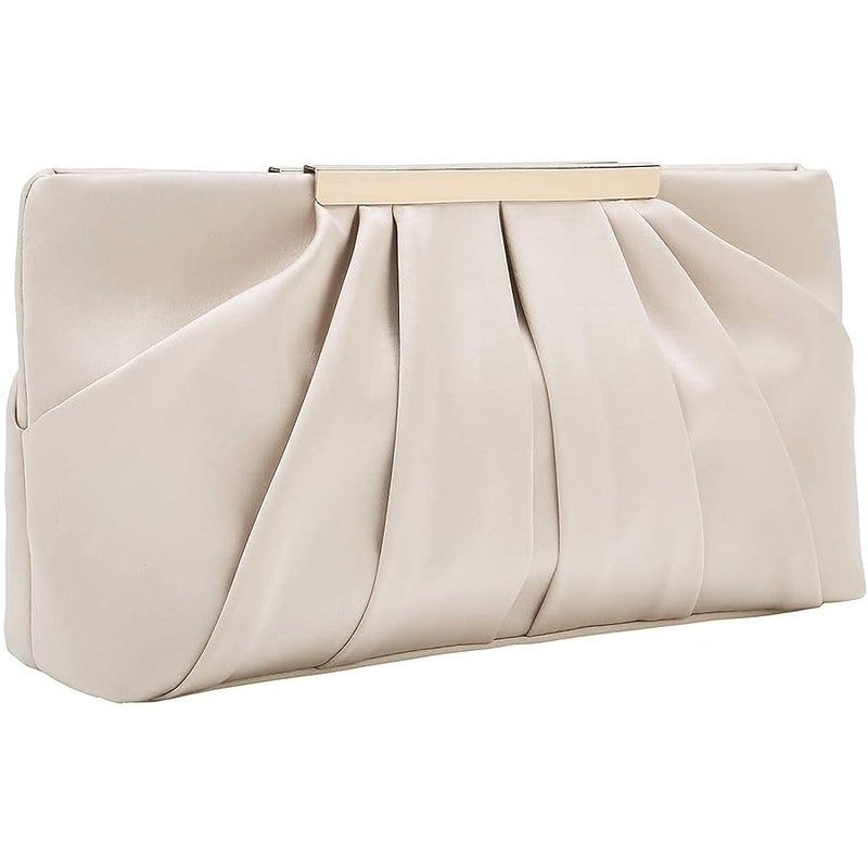 Charming Tailor Clutch Evening Bag Elegant Pleated Satin Formal Handbag Simple Classy Purse for Women - Image 1