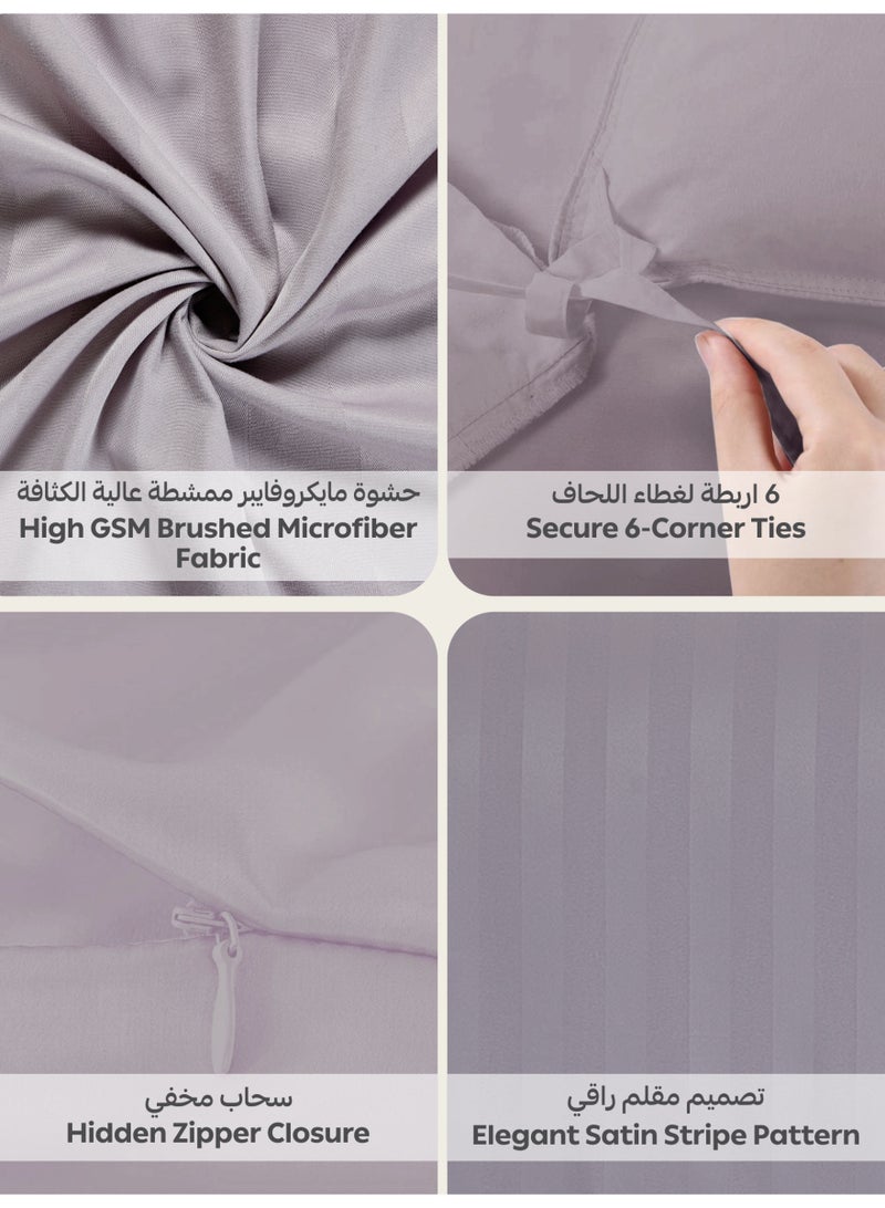 Donetella Striped Duvet Cover Set Single Size 170x230 cm - 4-Pcs Bed Set, Microfiber Fabric - 1 Duvet Cover, 1 Fitted Sheet, 2 Pillow Sham, (Filler Not Included) - Image 5