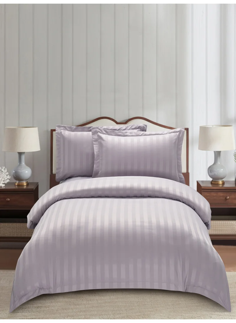 دوناتيلا Striped Duvet Cover Set Single Size 170x230 cm - 4-Pcs Bed Set, Microfiber Fabric - 1 Duvet Cover, 1 Fitted Sheet, 2 Pillow Sham, (Filler Not Included)