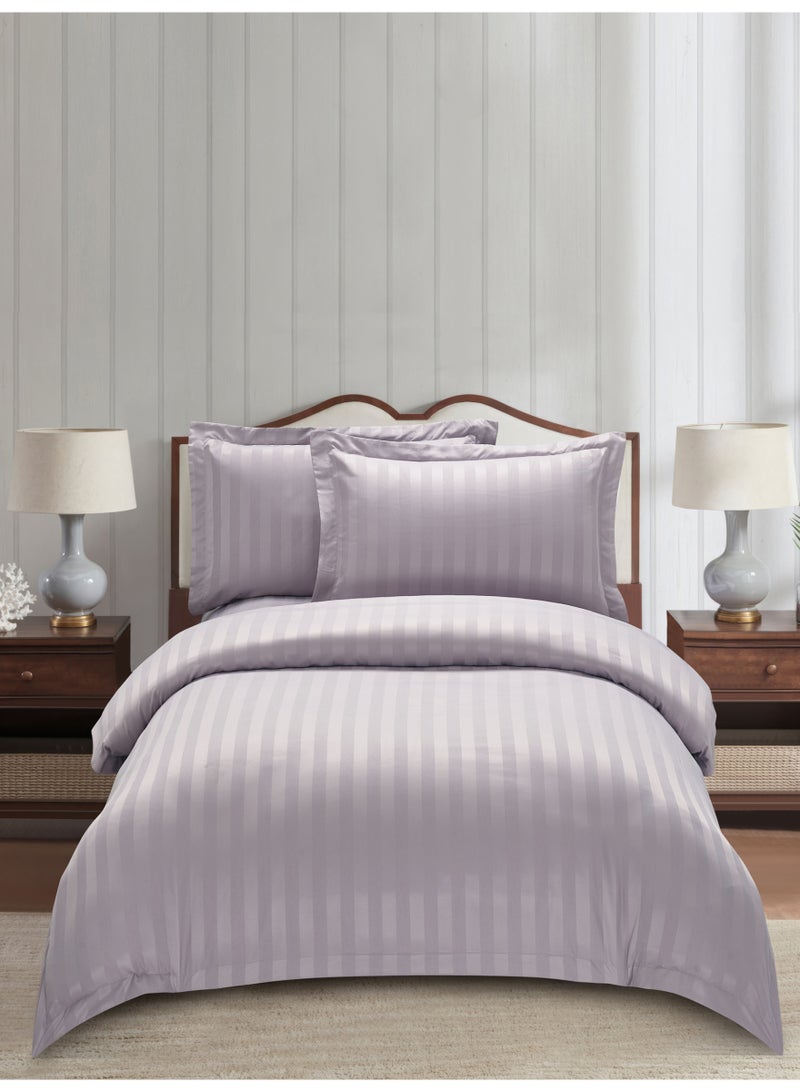 Donetella Striped Duvet Cover Set Single Size 170x230 cm - 4-Pcs Bed Set, Microfiber Fabric - 1 Duvet Cover, 1 Fitted Sheet, 2 Pillow Sham, (Filler Not Included) - Image 1
