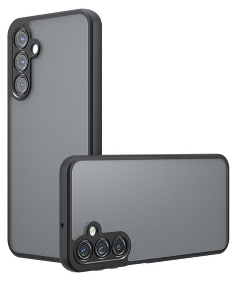 غطاء حافظة مقاوم للصدمات مصنوع من مادة البولي كربونات الصلبة وإطار من مادة TPU الناعمة باللون الأسود غير اللامع وغطاء واقٍ رفيع متوافق مع Samsung Galaxy A17  ( اسود )