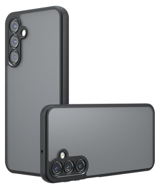 غطاء حافظة مقاوم للصدمات مصنوع من مادة البولي كربونات الصلبة وإطار من مادة TPU الناعمة باللون الأسود غير اللامع وغطاء واقٍ رفيع متوافق مع Samsung Galaxy A17  ( اسود ) - Image 1