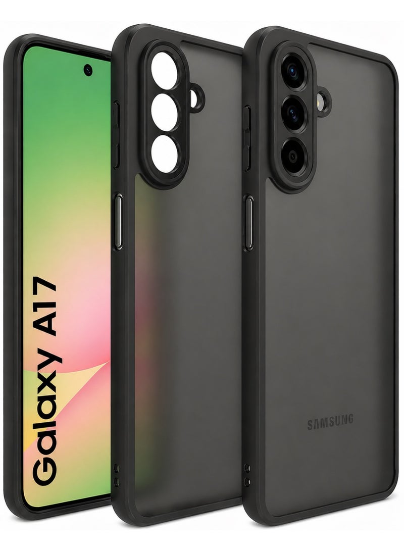 Case Cover Shockproof Hard PC Back Soft TPU Frame Matte Black Slim Protective Cover Compatible with Samsung Galaxy A17 ( Black) - Image 1