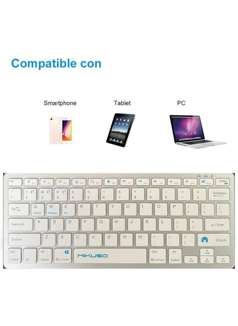 Mikuso Ultra-Slim Wireless Bluetooth Keyboard | Compatible with iPad, iPhone, MacBook, Windows PC, Samsung & More – White
