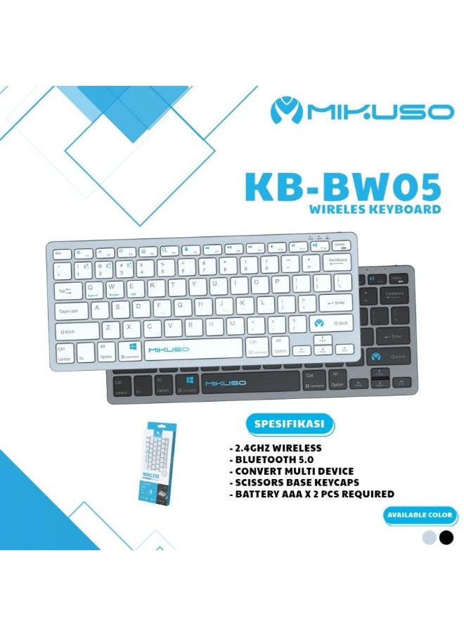 MIKUSO Mikuso Ultra-Slim Wireless Bluetooth Keyboard | Compatible with iPad, iPhone, MacBook, Windows PC, Samsung & More – White  - Image 2