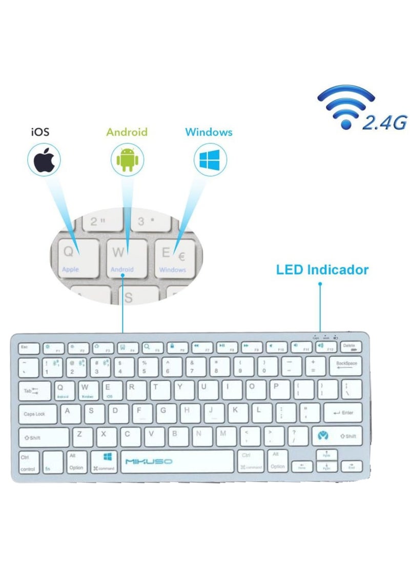 MIKUSO Mikuso Ultra-Slim Wireless Bluetooth Keyboard | Compatible with iPad, iPhone, MacBook, Windows PC, Samsung & More – White  - Image 4