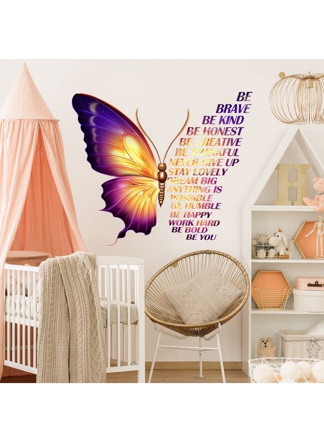 Sinekong Large Colorful Inspirational Wall Decals - Vinyl Butterfly Art Stickers With Motivational Phrases and Positive Sayings for Kids Girls Classroom Playroom Woman Bedroom (Colorful) - Image 3