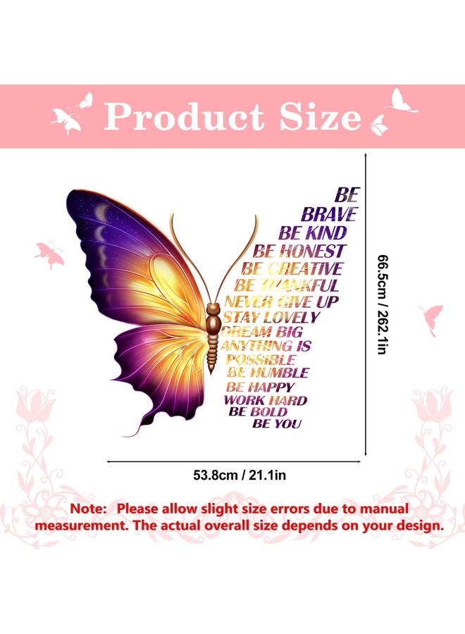 Sinekong Large Colorful Inspirational Wall Decals - Vinyl Butterfly Art Stickers With Motivational Phrases and Positive Sayings for Kids Girls Classroom Playroom Woman Bedroom (Colorful) - Image 2